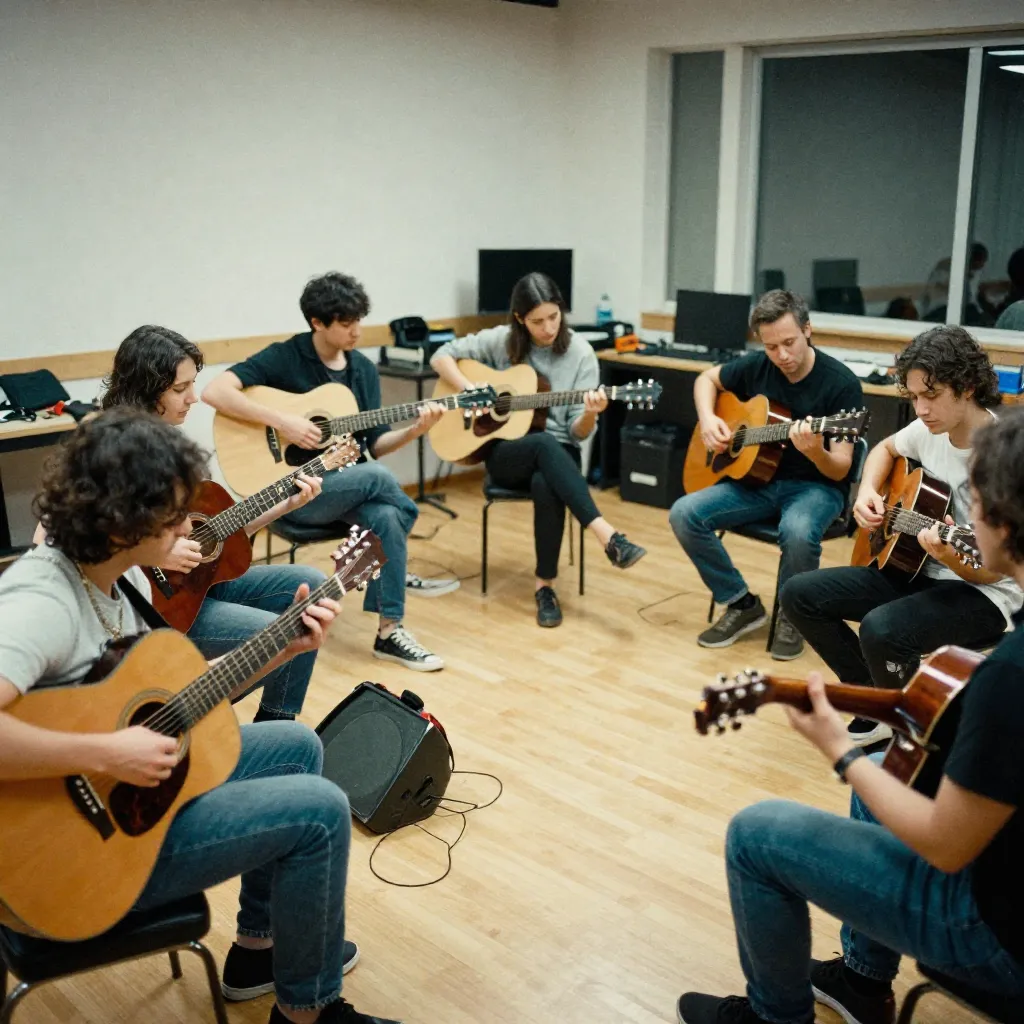 Group guitar lesson for adults